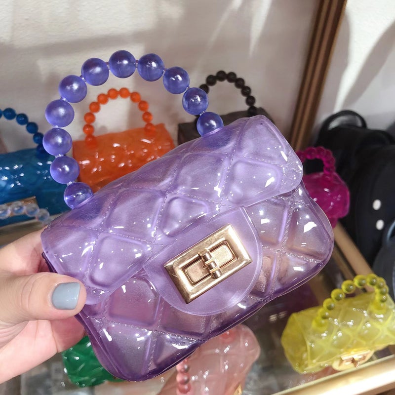Korean Style Fashion Chanel Style Bag All-Match Diamond Plaid Chain Transparent Jelly Bag Pearl Crossbody Bag - Image 4